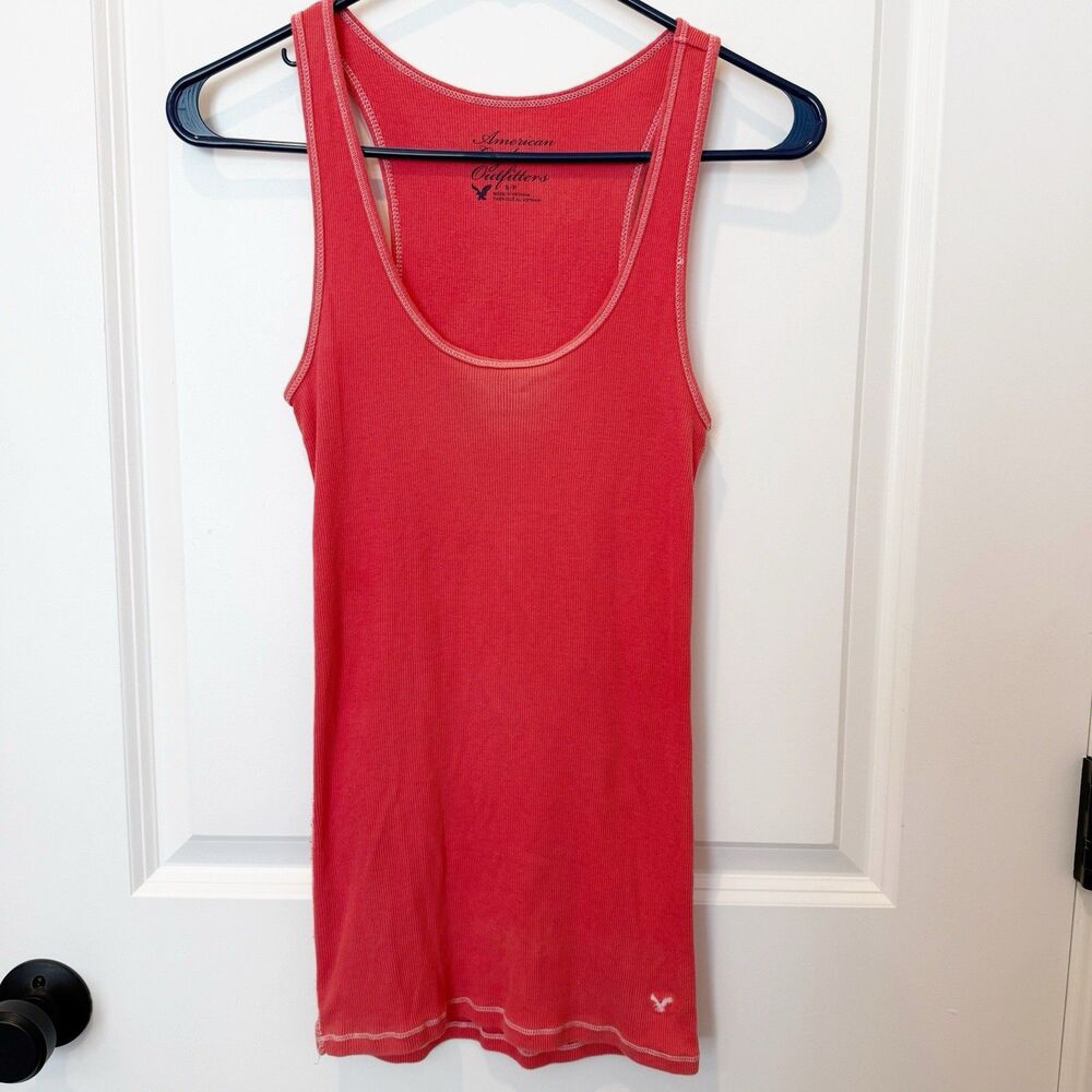 Vintage American Eagle Womens Y2K Rib Tank Top Small Preppy Pink Bella Swan